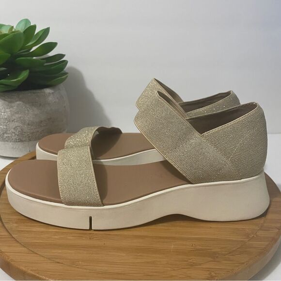 Aerosols‎ Freedom Platform Sandal Comfort Gold Glitter Slip On Women’s Size 9.5 - Picture 1 of 10